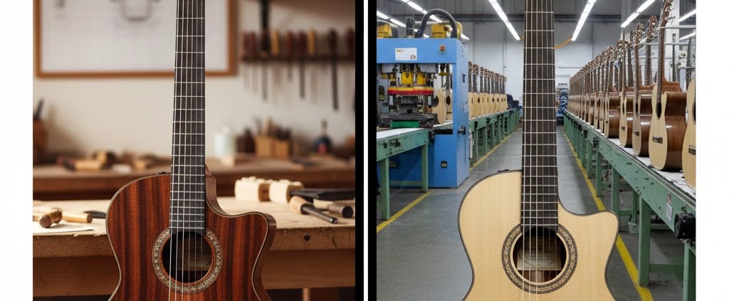 guitarra artesanal e industrial