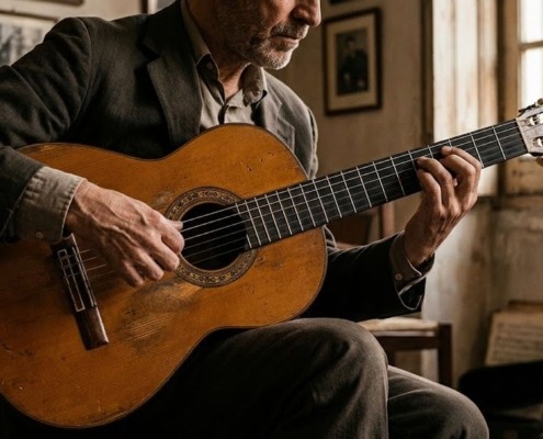 sonido de una guitarra flamenca antigua
